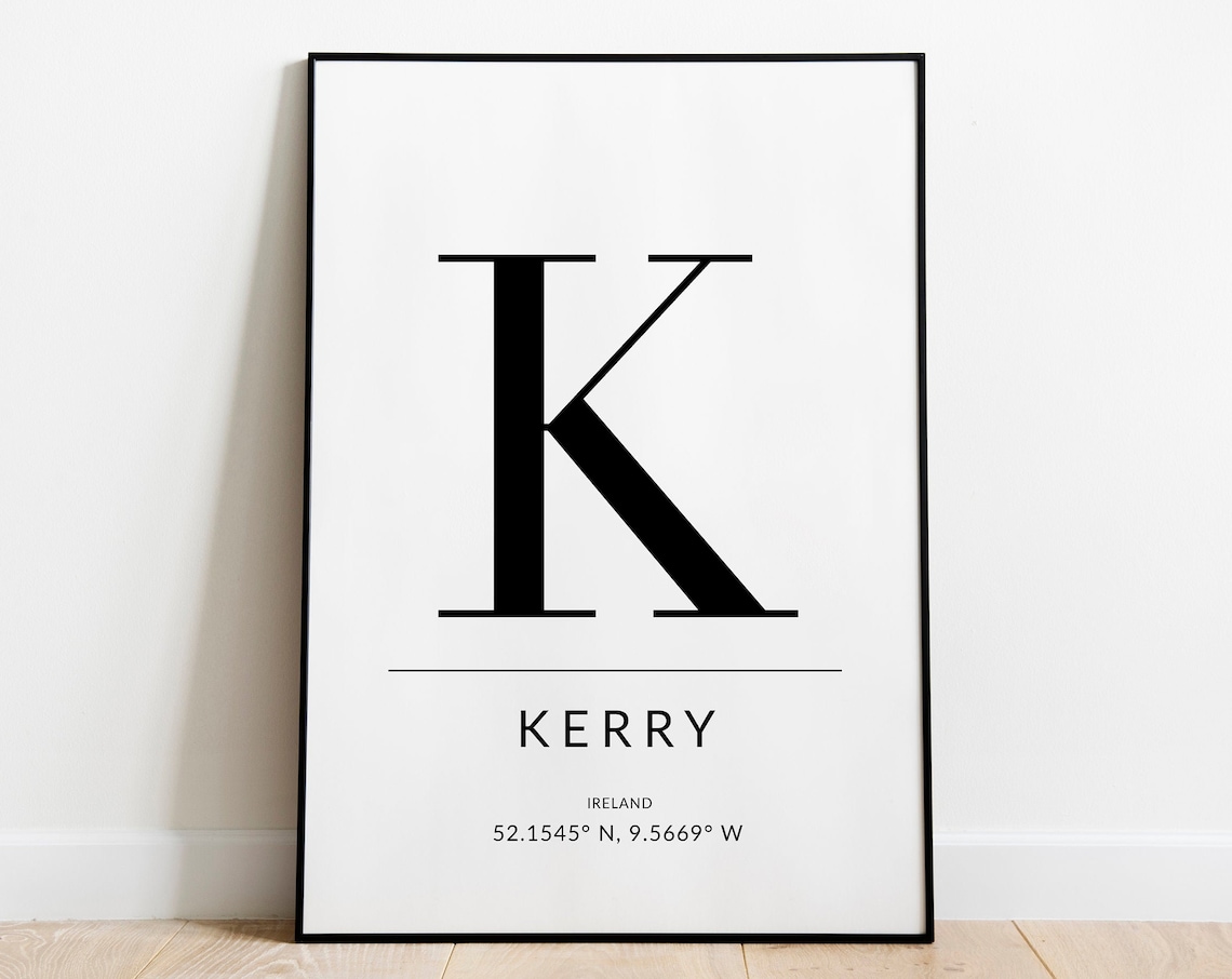 Kerry Irish GPS Coordinates Travel Poster