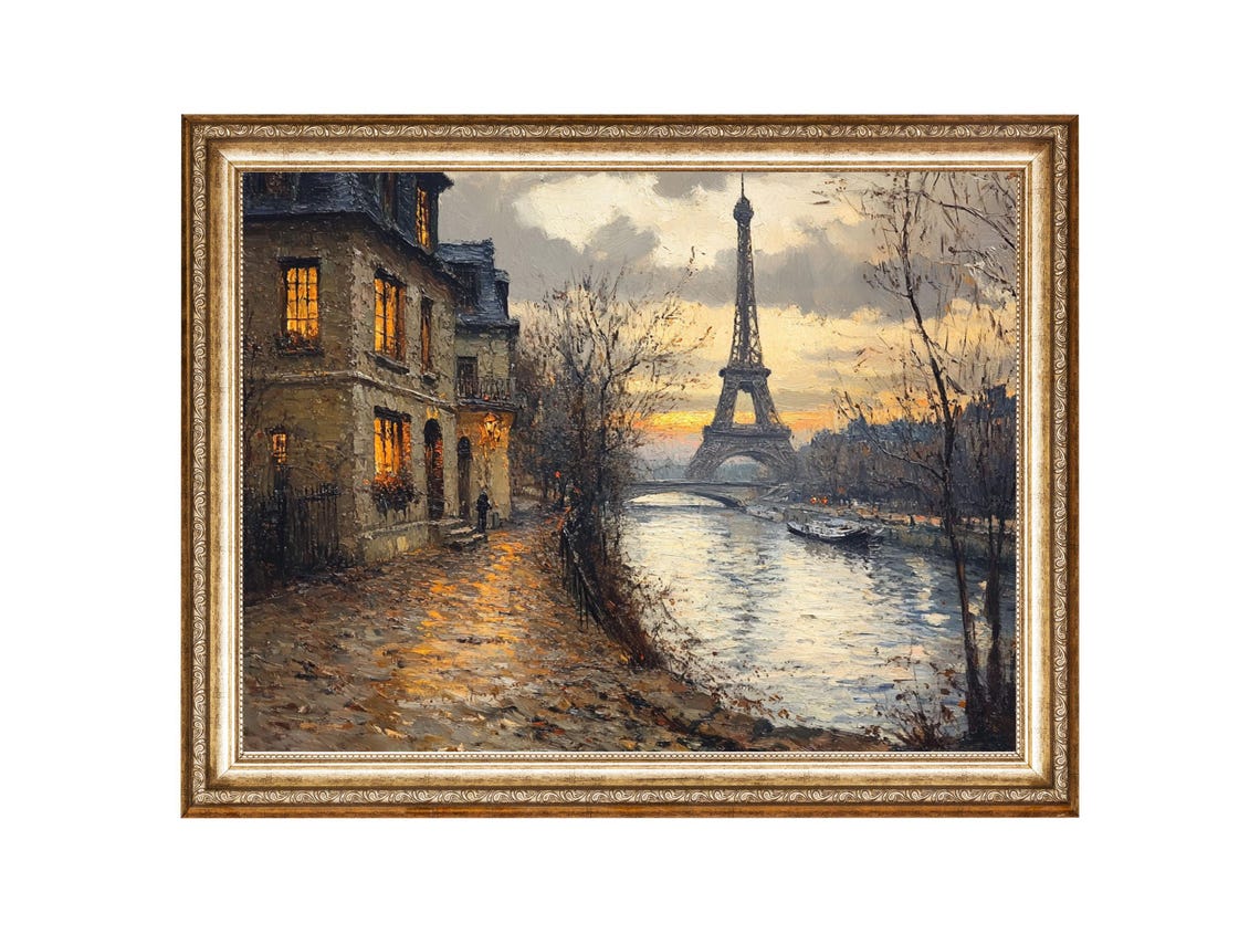 Eiffel Tower Paris Cityscape Vintage Style Art Print