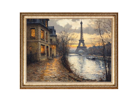Eiffel Tower Paris Cityscape Vintage Style Art Print