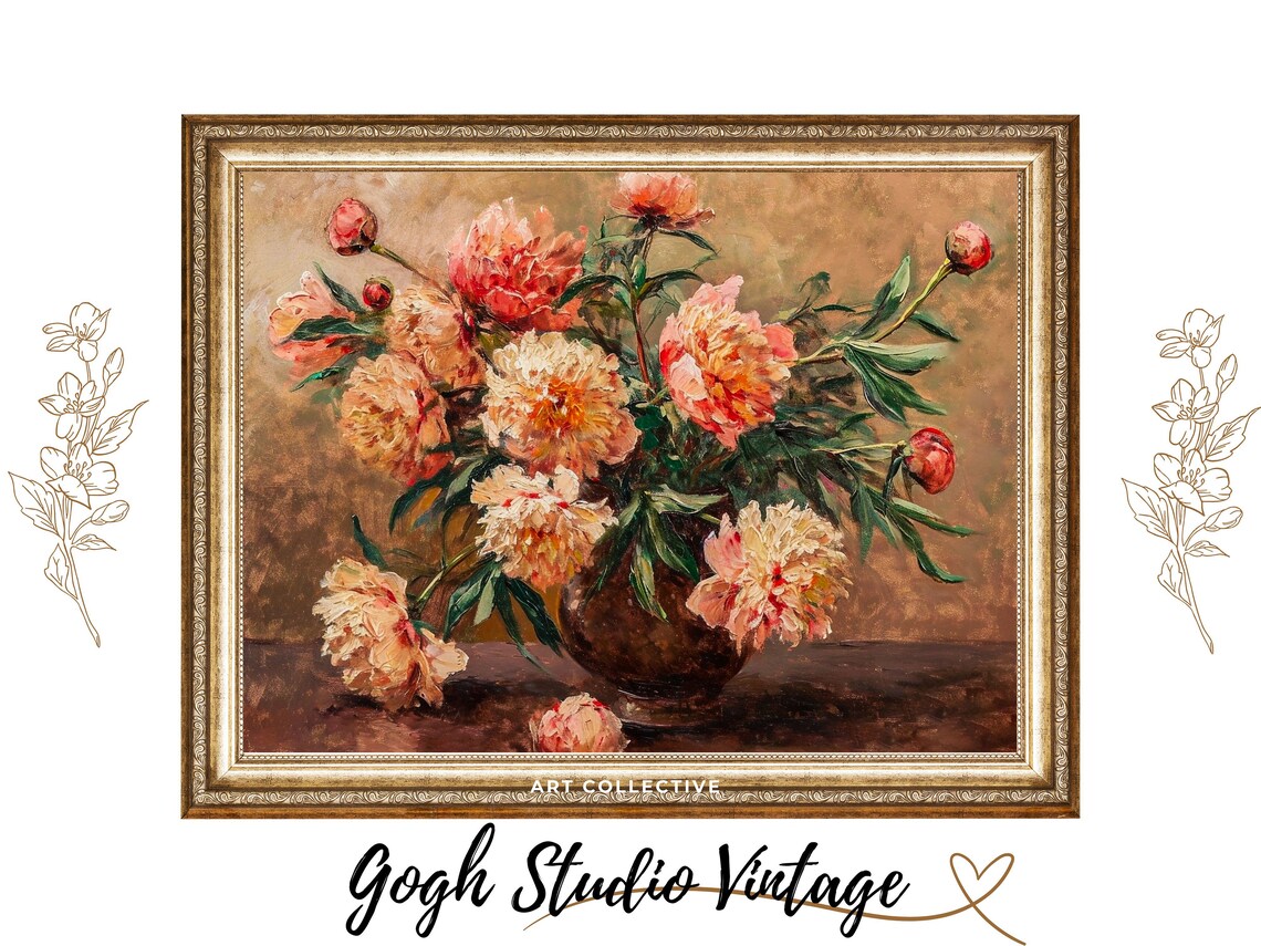 Peonies Oil Painting Floral Wall Art Print Still Life Floral Decor Fine Art Print Flower Wall Flower Wall Art Peony Flower Prints