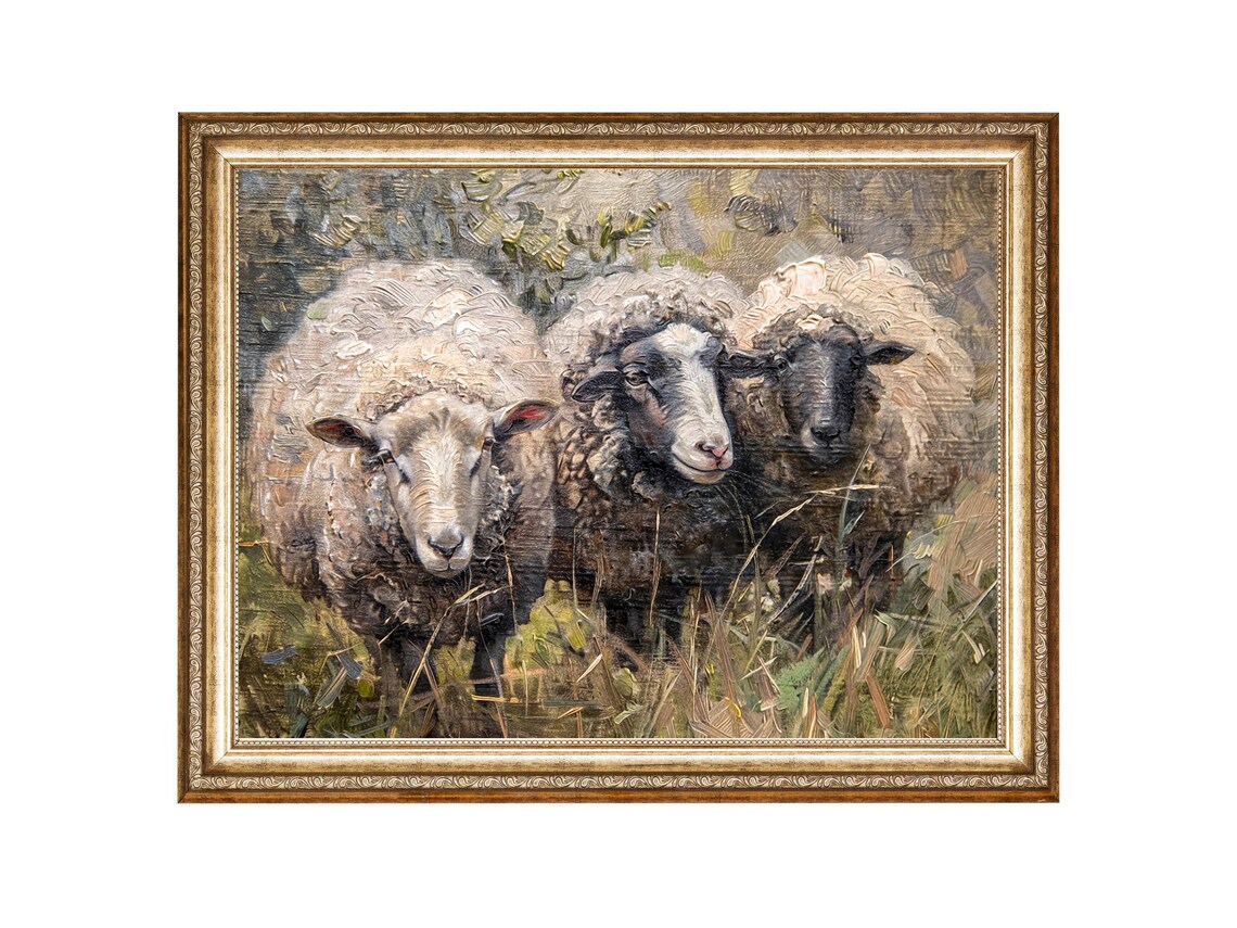 Sheep Vintage Charm, Farm Animal Art Print