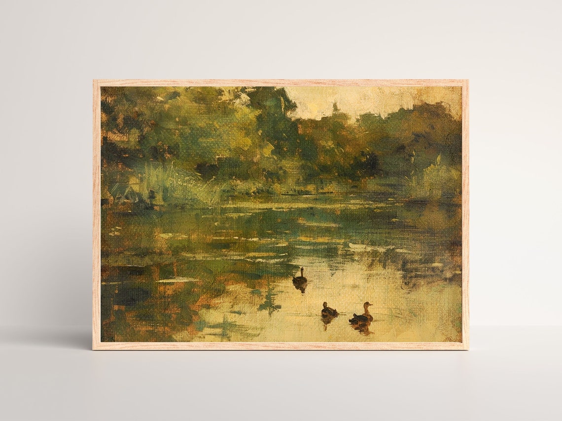 Duck Lake Farm Landscape Print Vintage Duck Wall Art Large Decor Rustic Farmhouse Decor - Image 3
