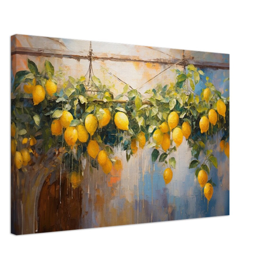Lemon Tree Oil Painting, Rustic Kitchen Wall Art - Image 2