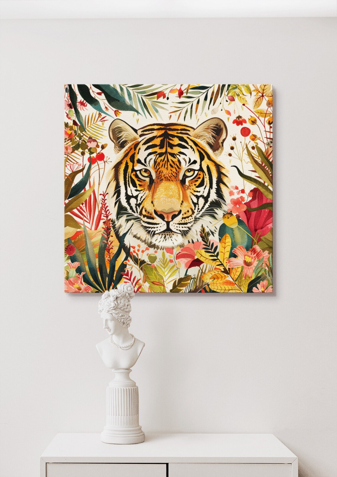 Elegant Tiger Safari Animal Decor, Jungle Illustration