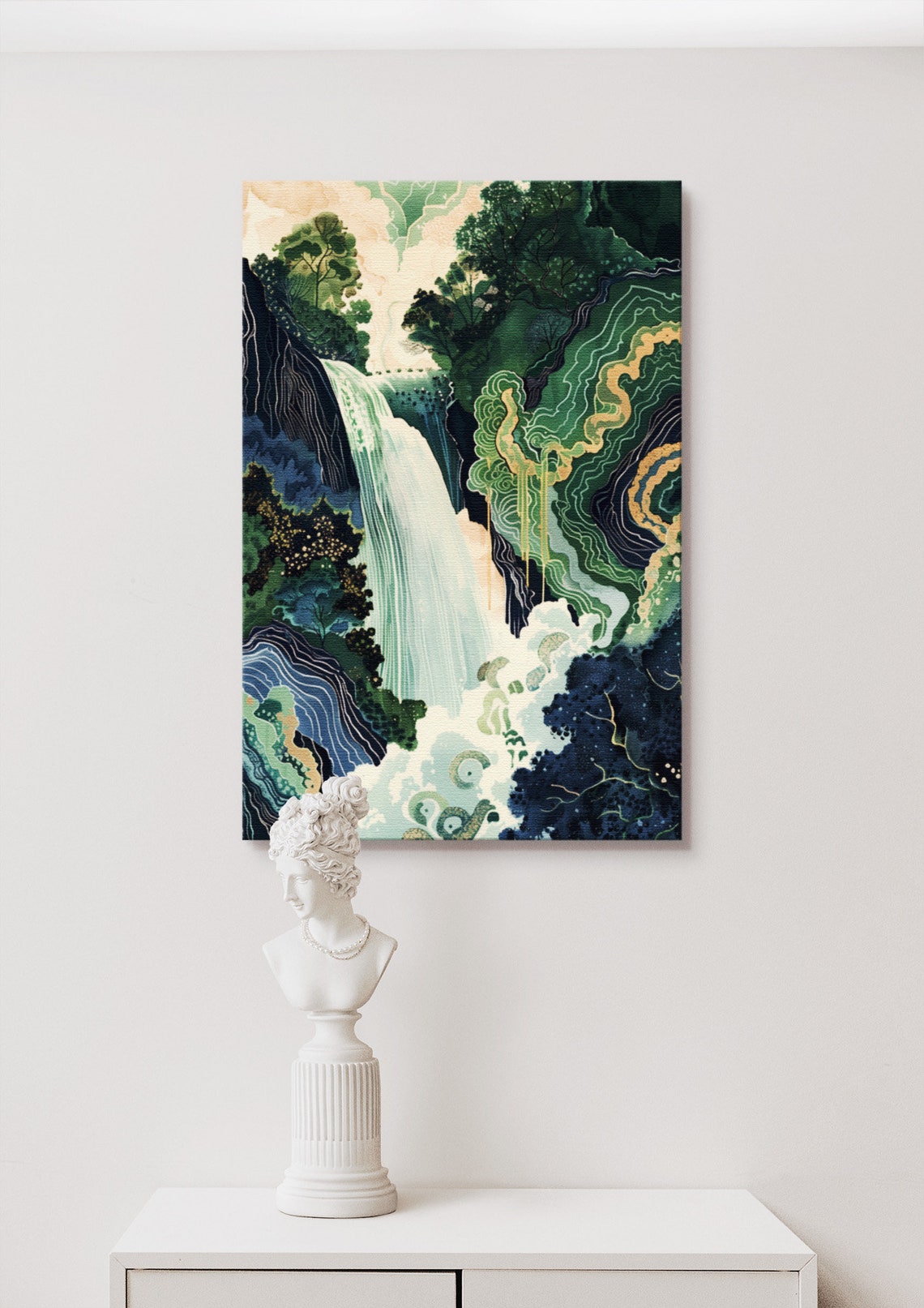 Hokusai Ukiyo E Japanese Waterfall, Zen Art Print - Image 2