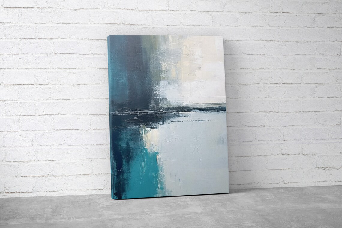 Abstract Blue Ocean Painting, Abstract Decor