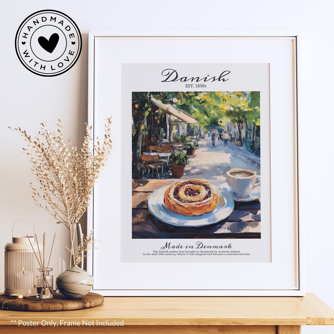 Vintage Danish Pastry Poster, Kitchen Decor
