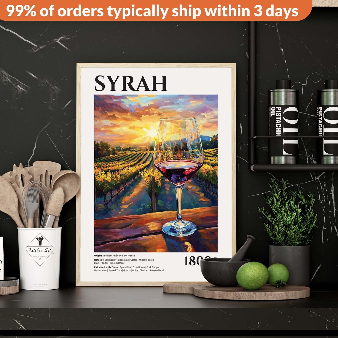 Vintage Syrah Red Wine Bar Art Print - Image 2