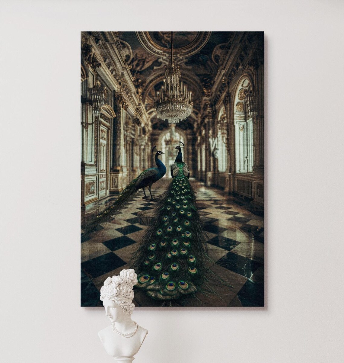 Peacocks Palace Art Print, Regal Royal Palace