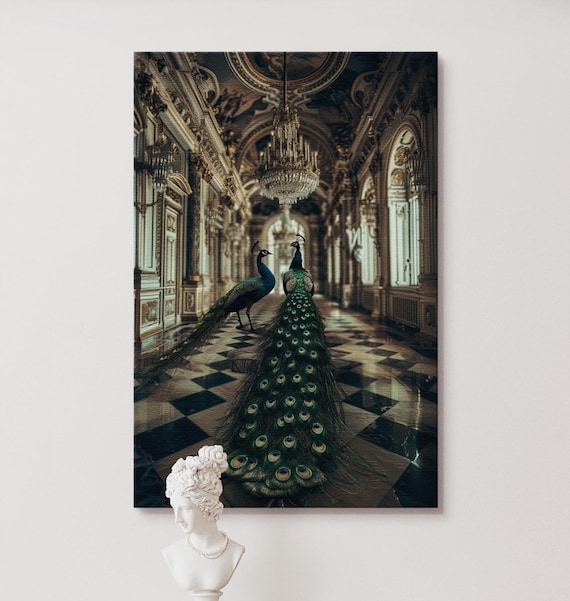Peacocks Palace Art Print, Regal Royal Palace