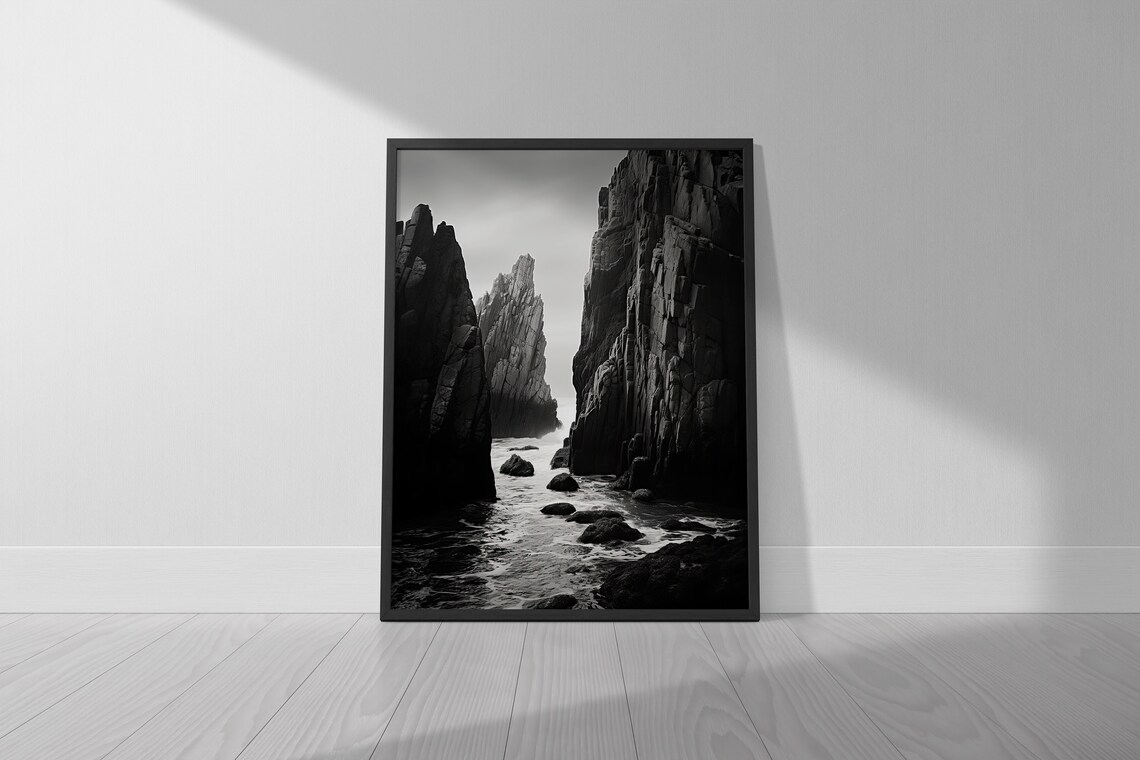 Majestic Seascape Ocean Cave, Vintage Coastal Art - Image 2