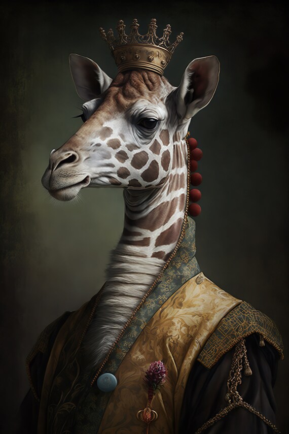 Aristocratic Giraffe Renaissance Portrait Art Print