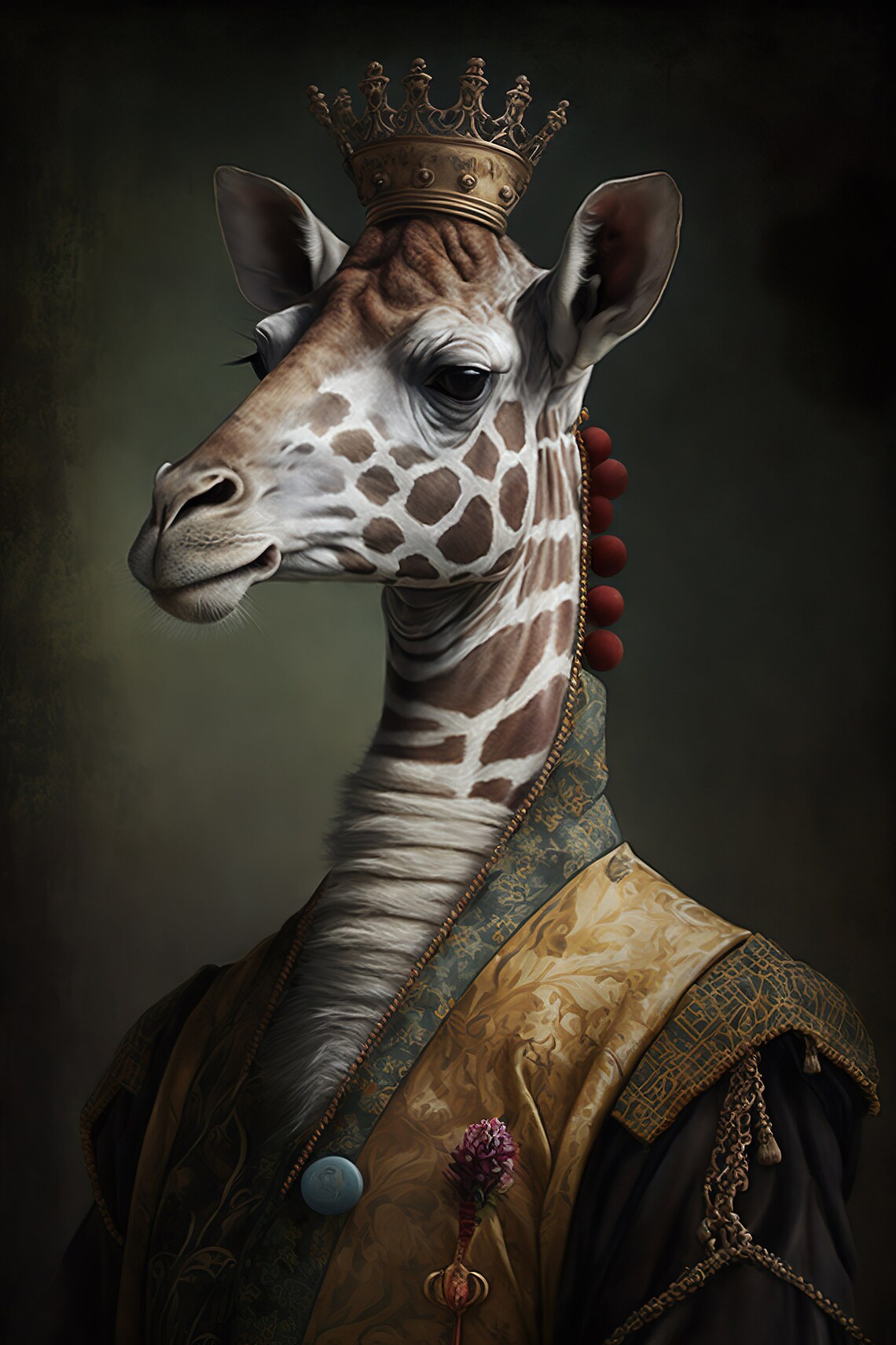Aristocratic Giraffe Renaissance Portrait Art Print