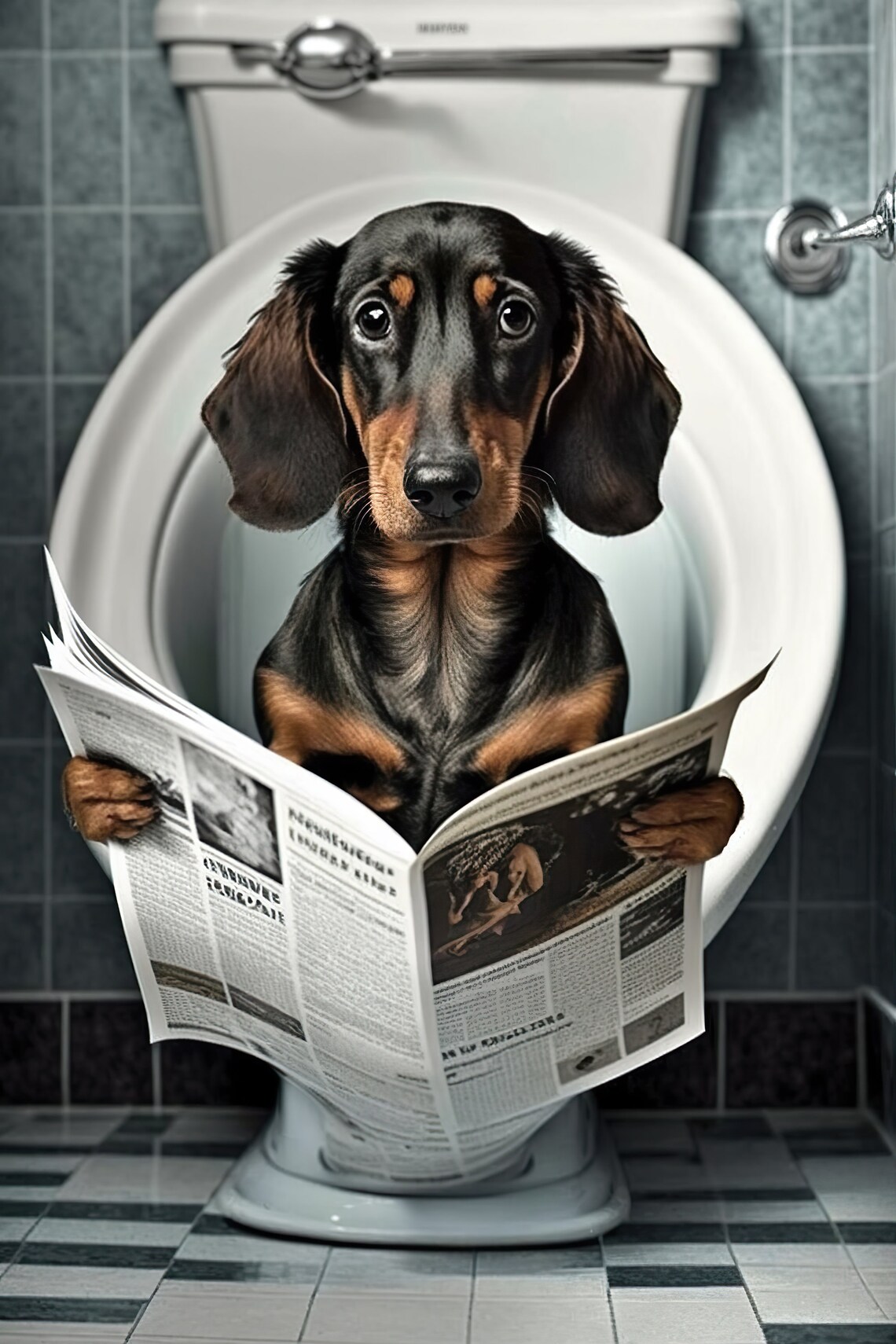 Dachshund Funny Bathroom Wall Art Poster