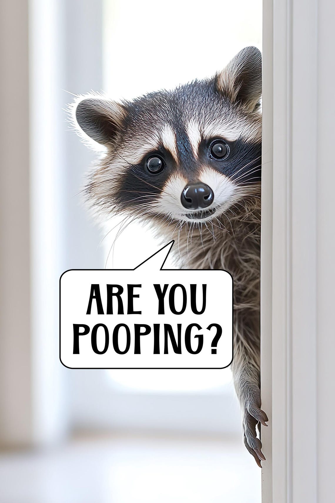 Cheeky Are You Pooping Raccoon Funny Bathroom Animal Humor Poster - Image 2