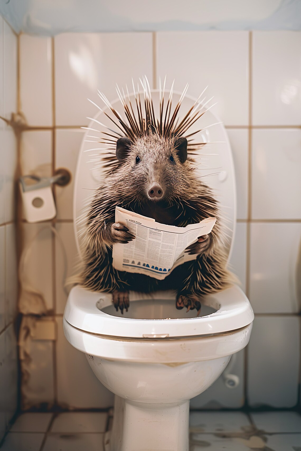 Funny Porcupine Bathroom Humor Animal Art Print