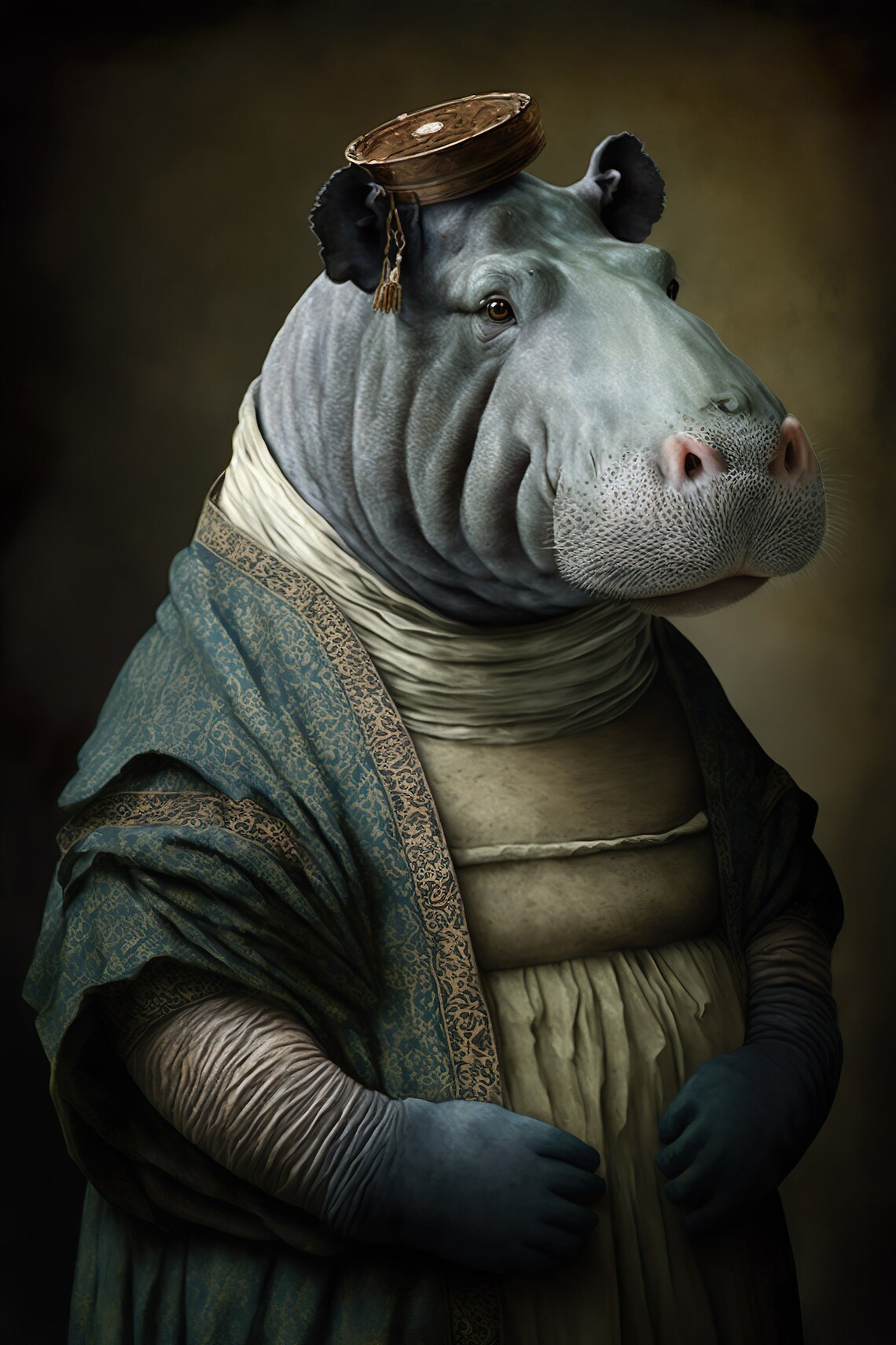 Aristocratic Hippo Renaissance Painting Art Print