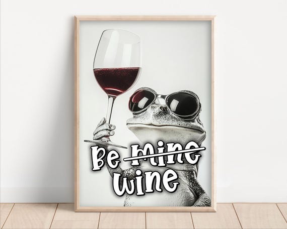 Be Wine Funny Wine Sayings And Quotes Frog Drinking Red Wine Funny Kitchen Wall Art Funny Animal Photo Print Decor Ai Art