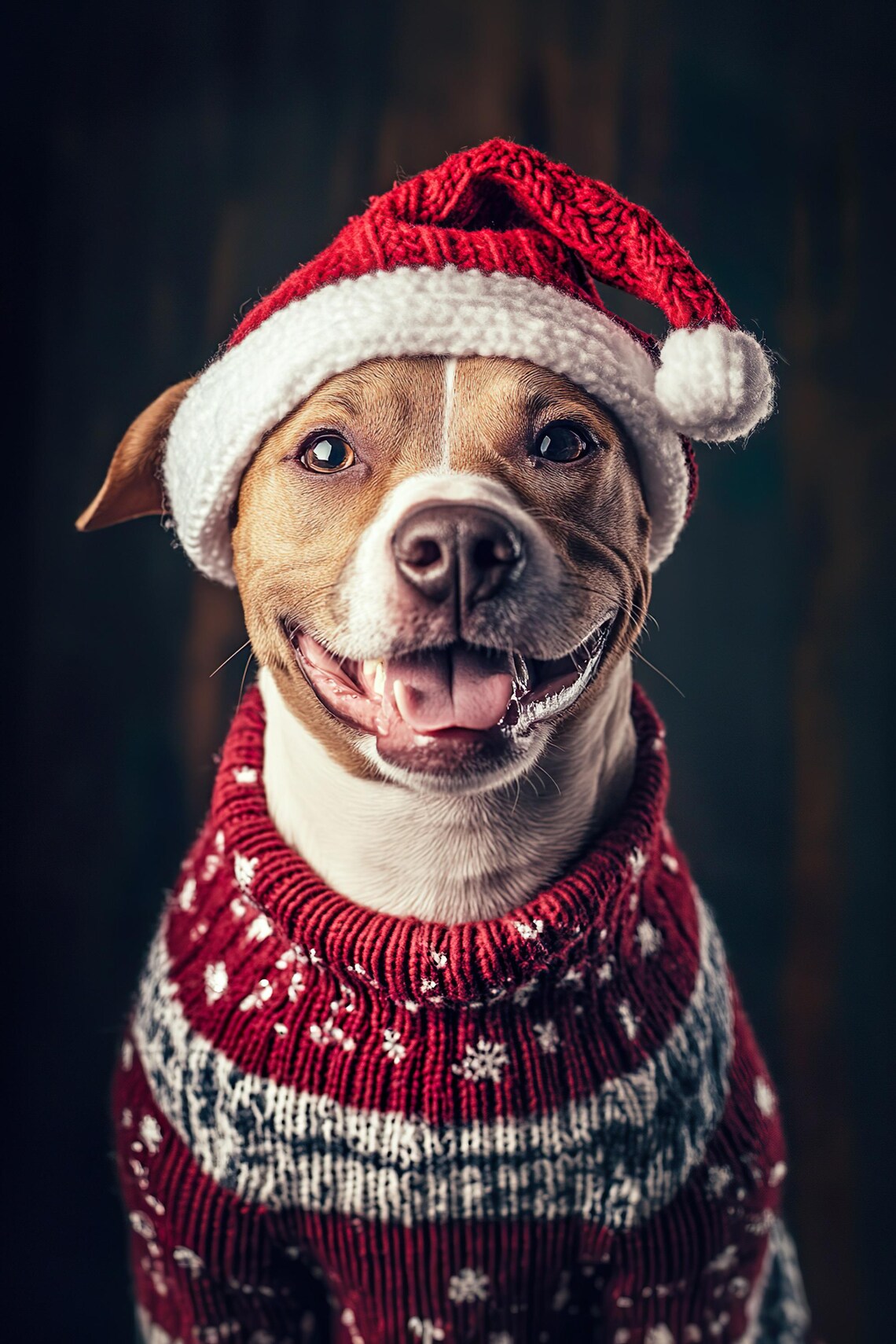 Cute Christmas Dog Retro Winter Animal Art Print - Image 2