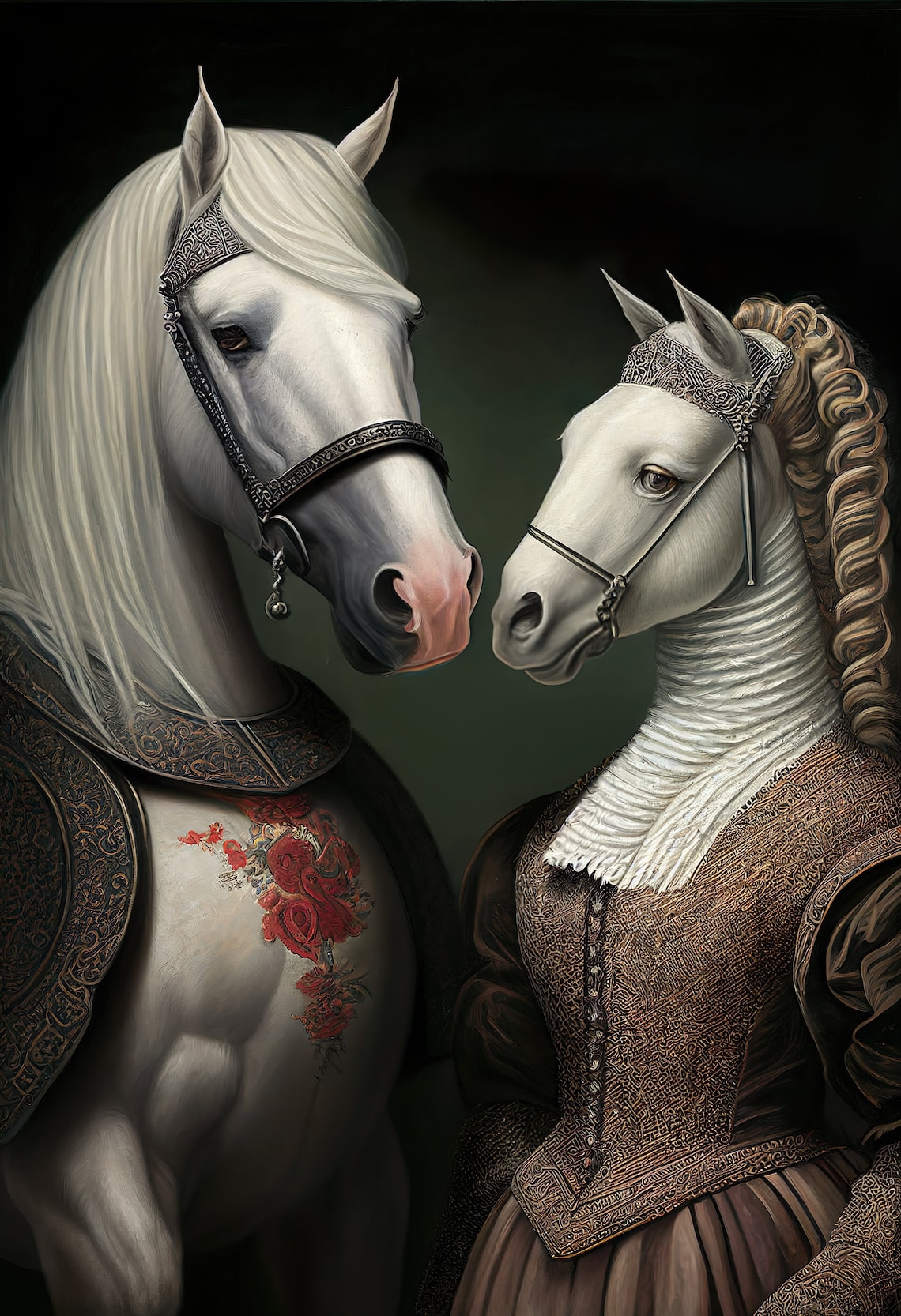 Aristocratic Horse Couple, Renaissance-Style Art Print