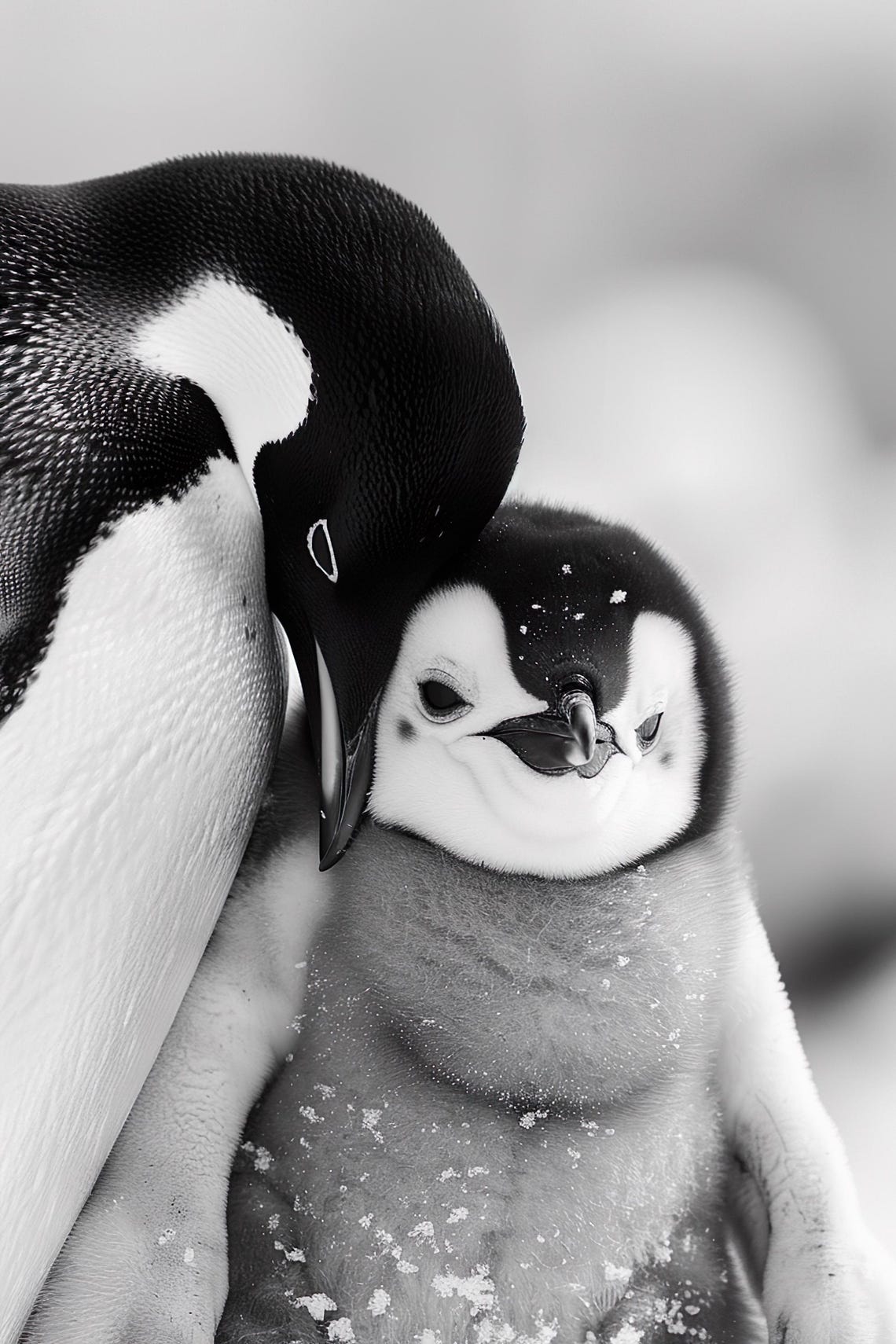 Mom Baby Penguin Cute Animal Wall Art Nursery Room Bedroom Prints Cute Vintage Style Animal Photo Mommy And Me Ai Art