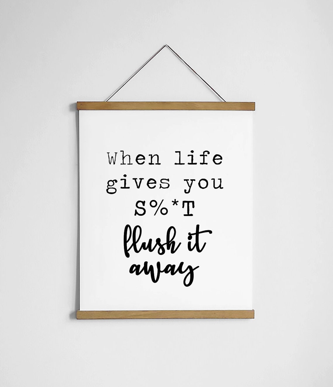 Flush It Away Sarcastic Typewriter Funny Bathroom Quote Poster - Image 3