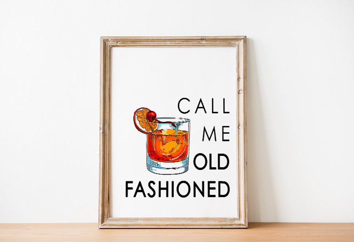 Call Me Old Fashioned Cocktail Glass Illustration Decor Poster - Image 4