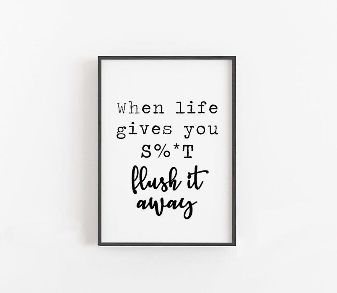 Flush It Away Sarcastic Typewriter Funny Bathroom Quote Poster - Image 4