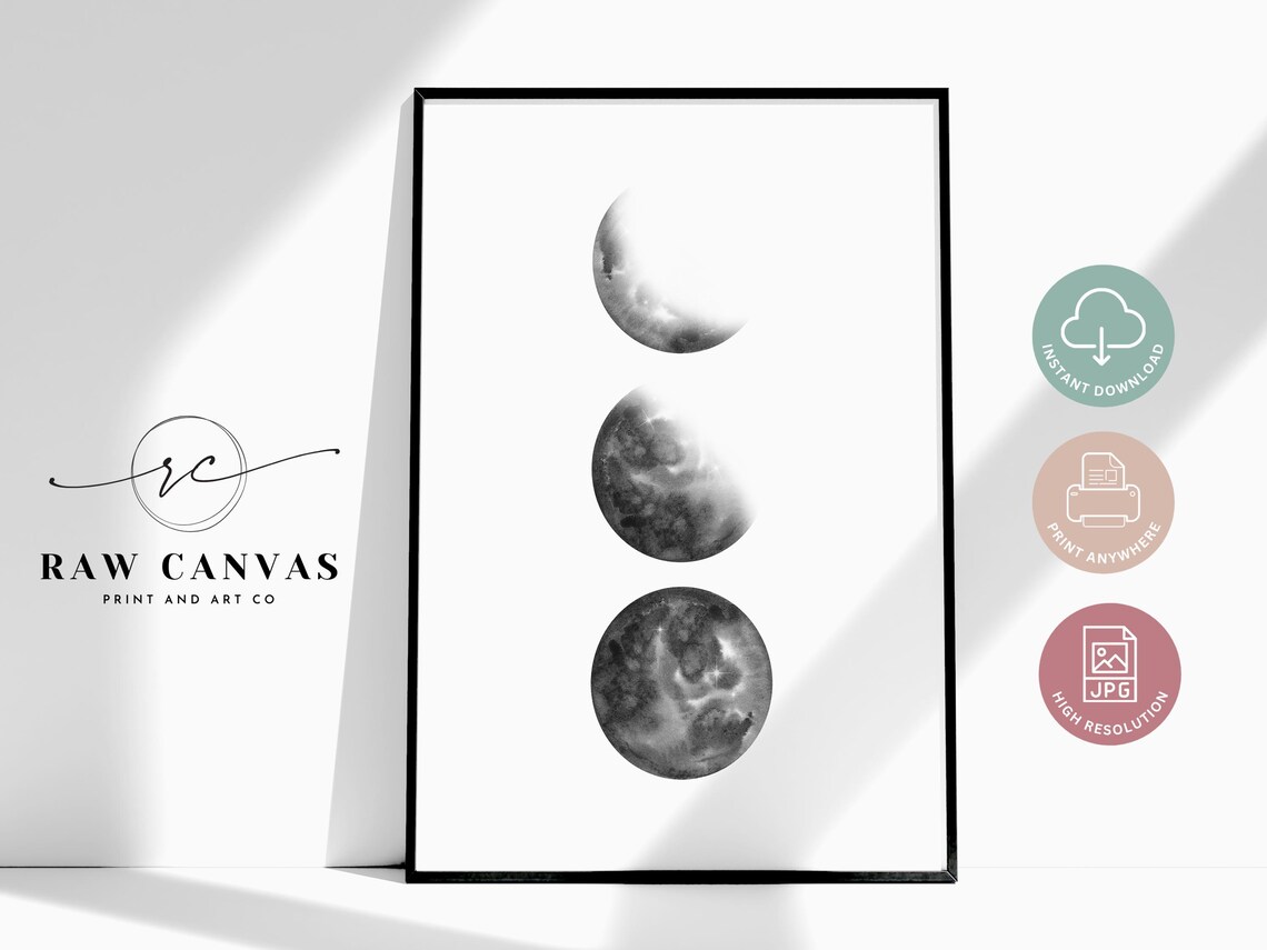 Minimalist Moon Phase Art Print, Celestial Decor