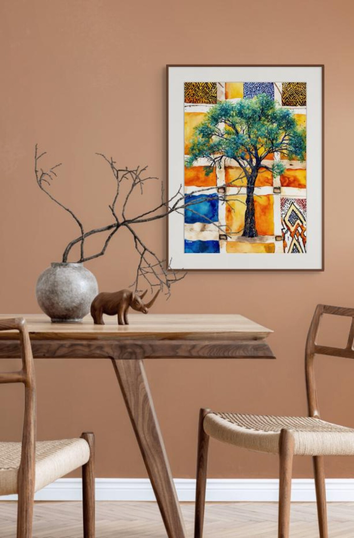 African Acacia Tree Boho Watercolor Art - Image 4