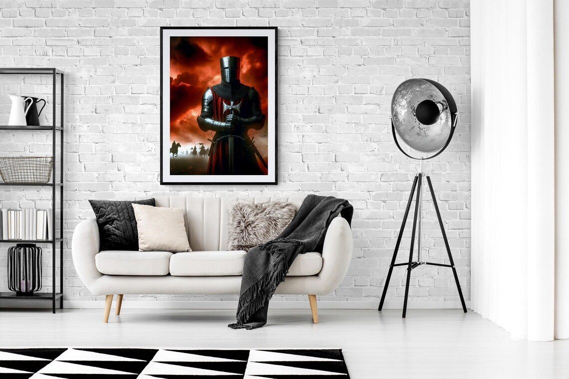 Knights Templar Medieval Decor, Crusader Warrior Artwork - Image 6