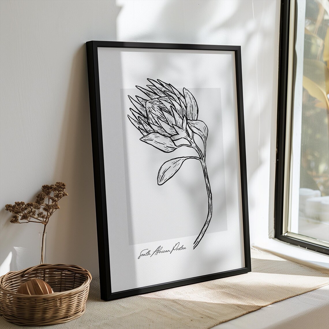 Protea Botanical Line Art, Minimalist Floral Art - Image 5