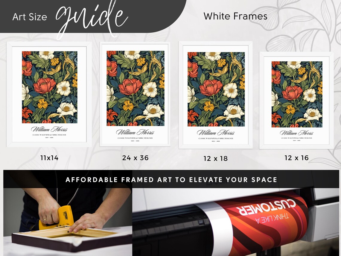 William Morris Inspired Vintage Floral Poster, Botanical - Image 3