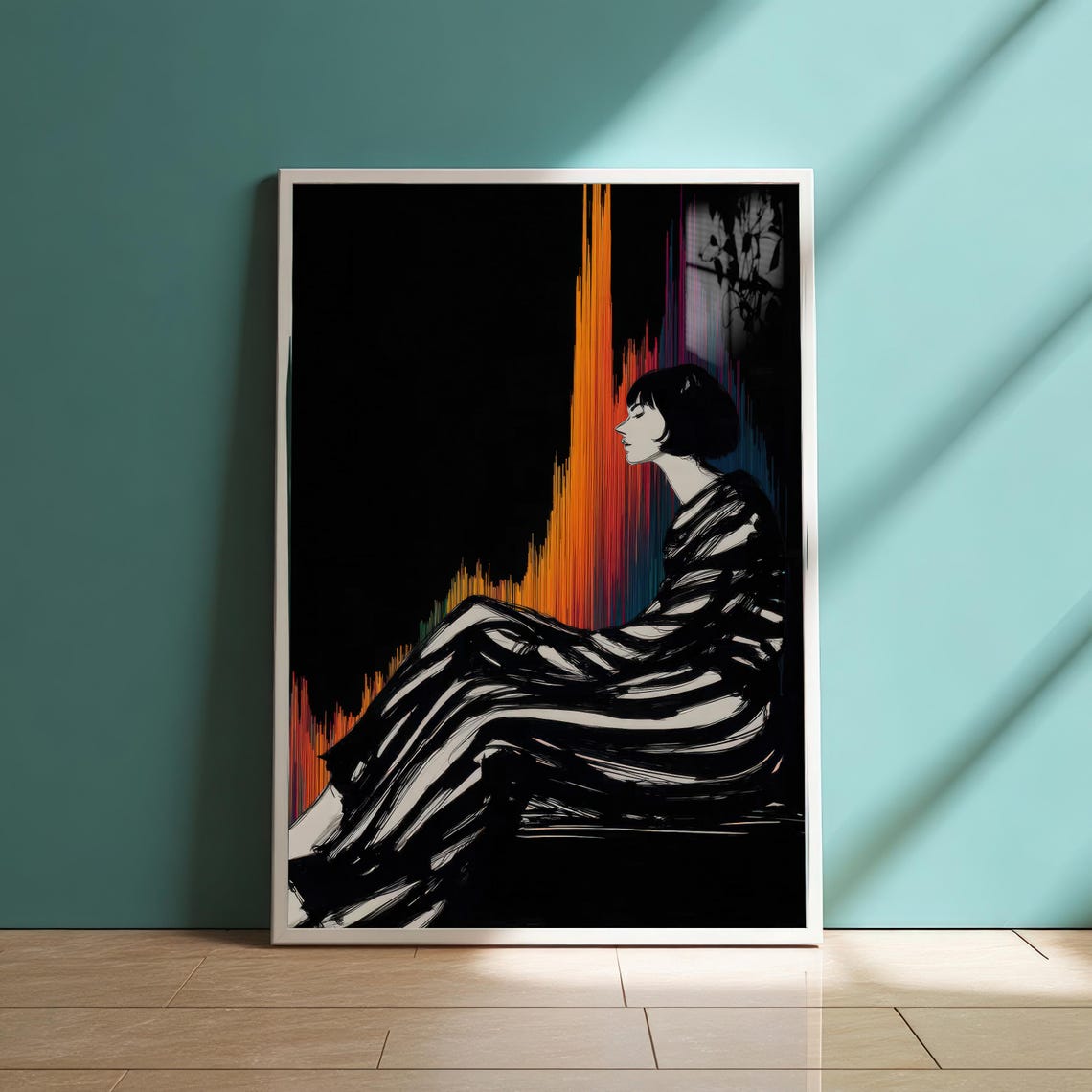 Colorful Soundwave Abstract Art Monochrome Figure Modern Poster