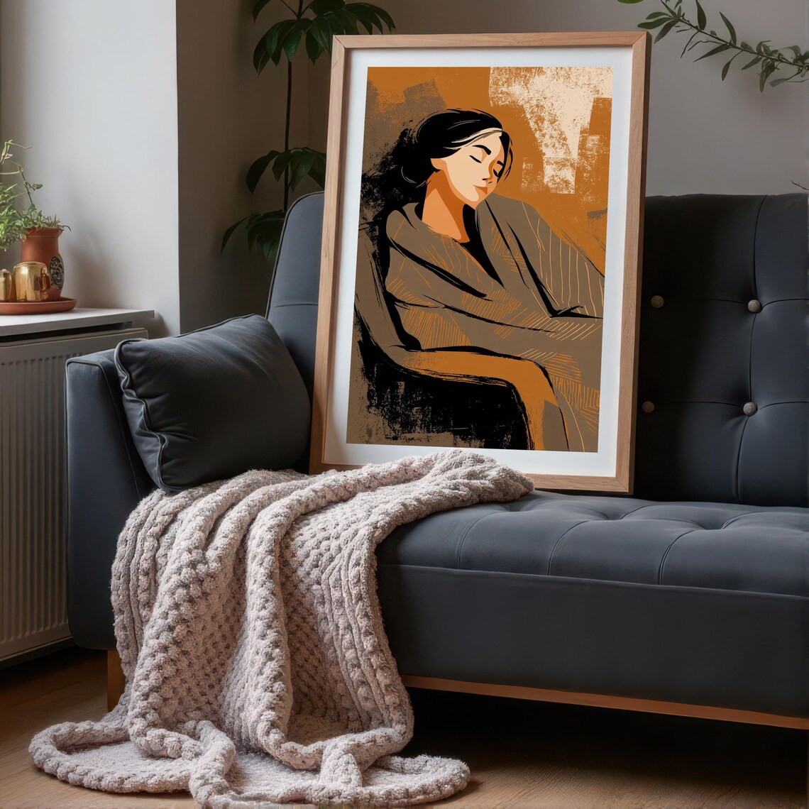 Peaceful Resting Woman, Contemporary Figure Illustration - Image 2