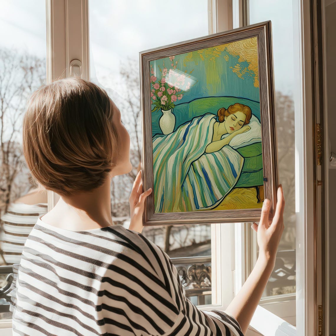 Sleeping On Couch Art, Van Gogh Style Figure - Image 4
