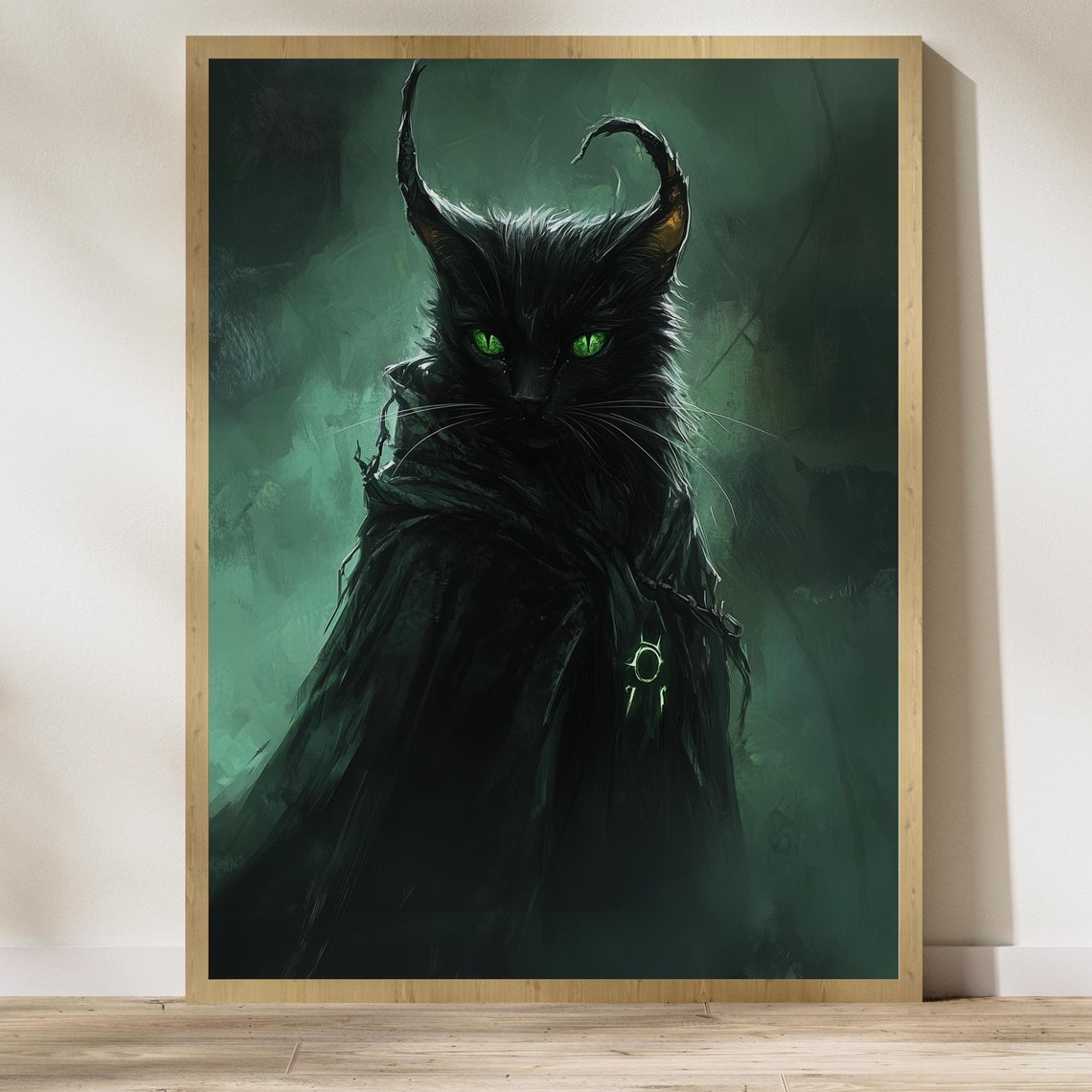 Dark Gothic Cat Wall Art Black Animal Mystic Fantasy Artblack