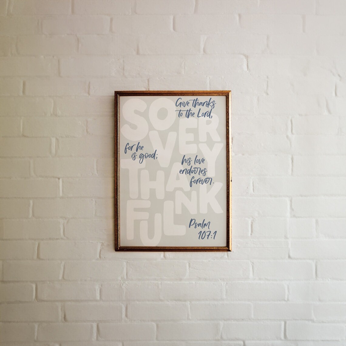 Give Thanks Psalm 107:3 Christian Poster Print - Image 5