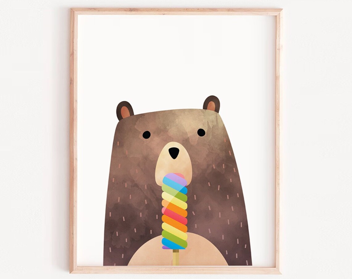 Bear Popsicle Art Print, Cute Nursery Decor