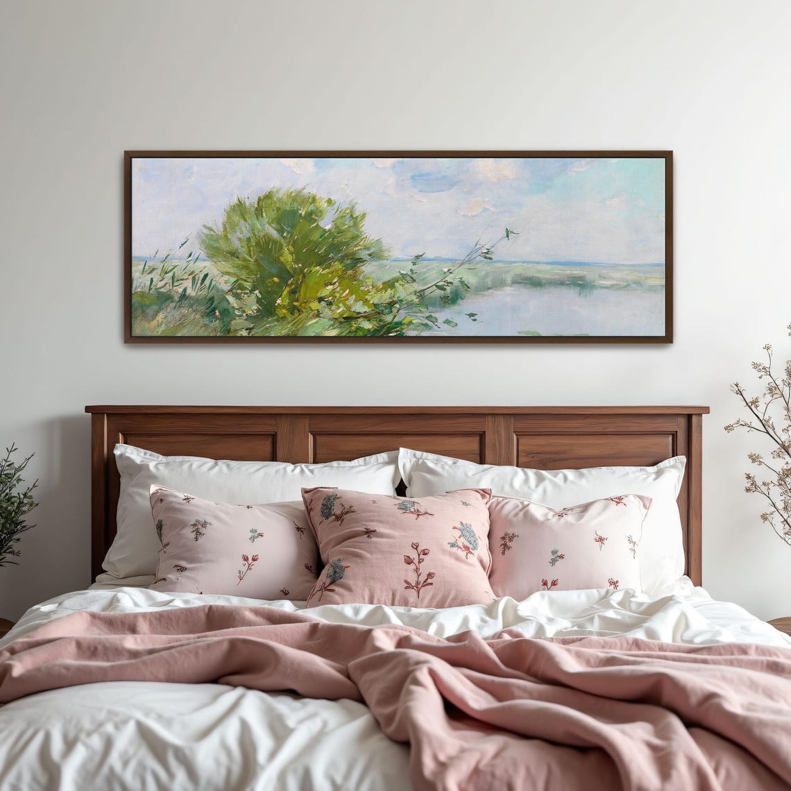 Impressionist Marsh Landscape With Green Trees and Soft Water Poster - Image 2