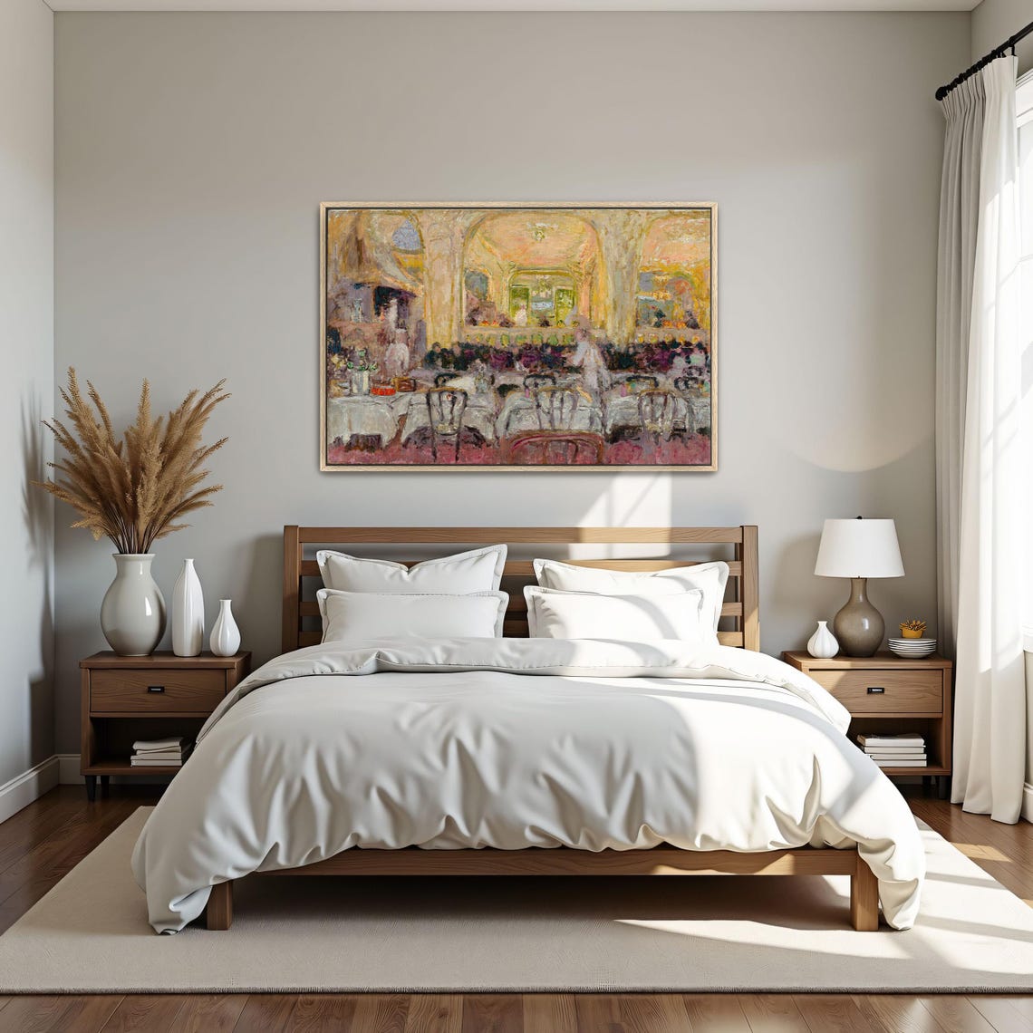 Golden Cafe Interior with Diners Impressionist Evening Scene Poster - Image 2
