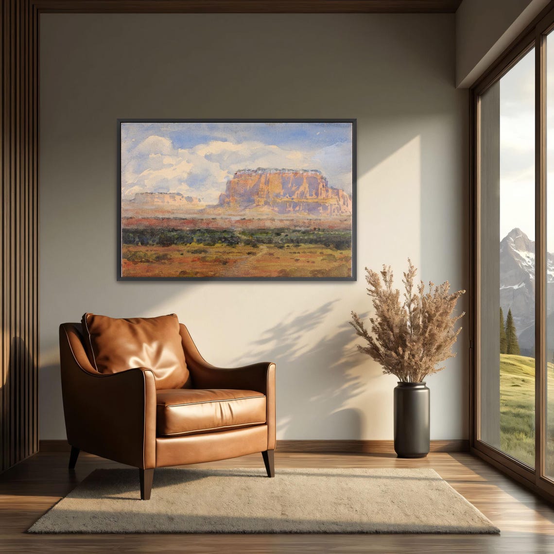 Desert Mesa Landscape with Orange Cliffs Southwest Nature Art Poster - Image 4