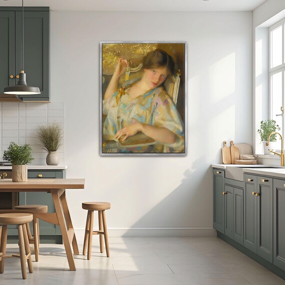 Young Woman Reclining In A Chair Holding A Golden Tassel Poster