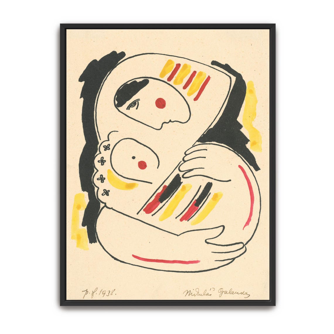 Mikuláš Galanda Two Figures Embracing 1938 Line Drawing Poster