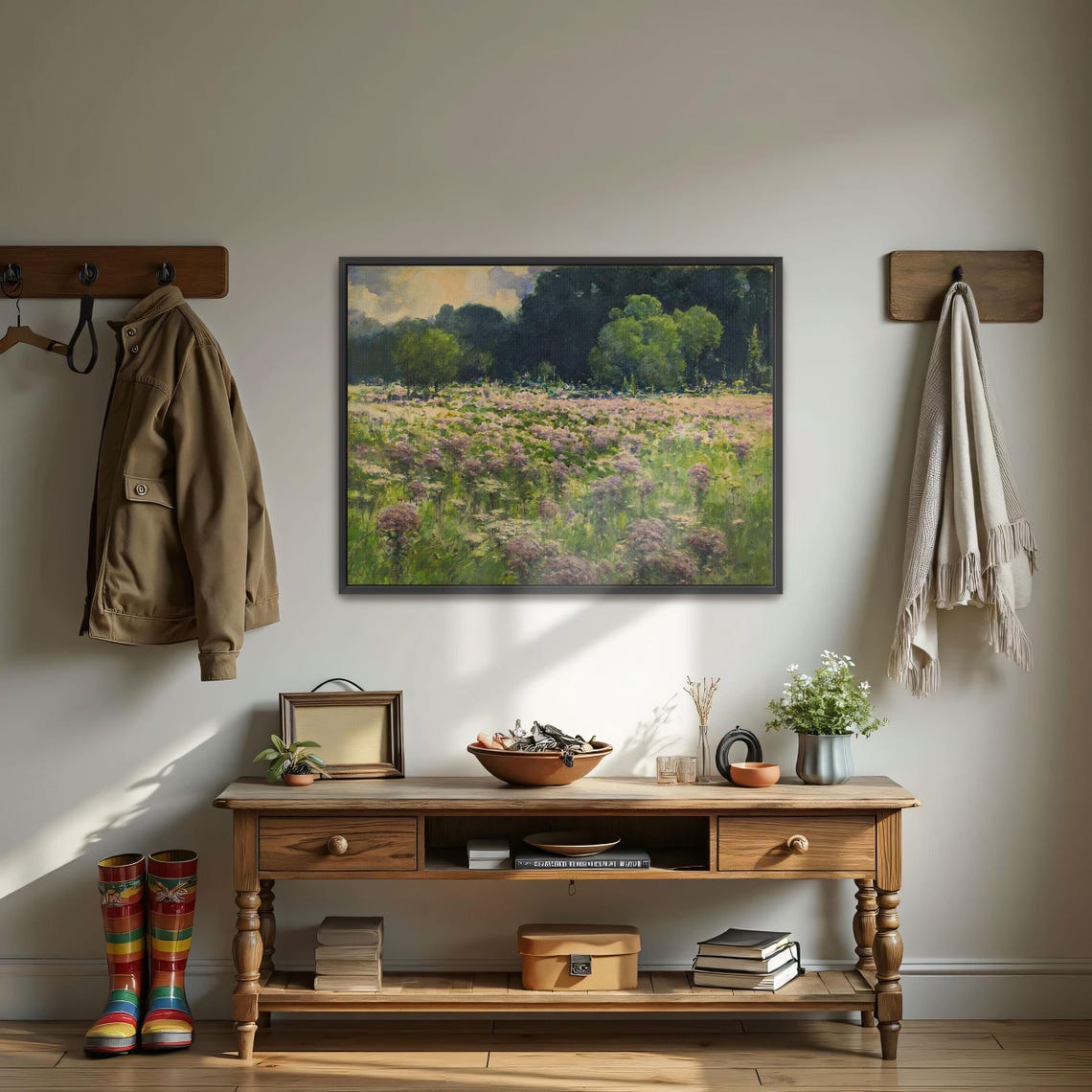 Wildflower Meadow at the Forest Edge Impressionist Scene Poster - Image 4