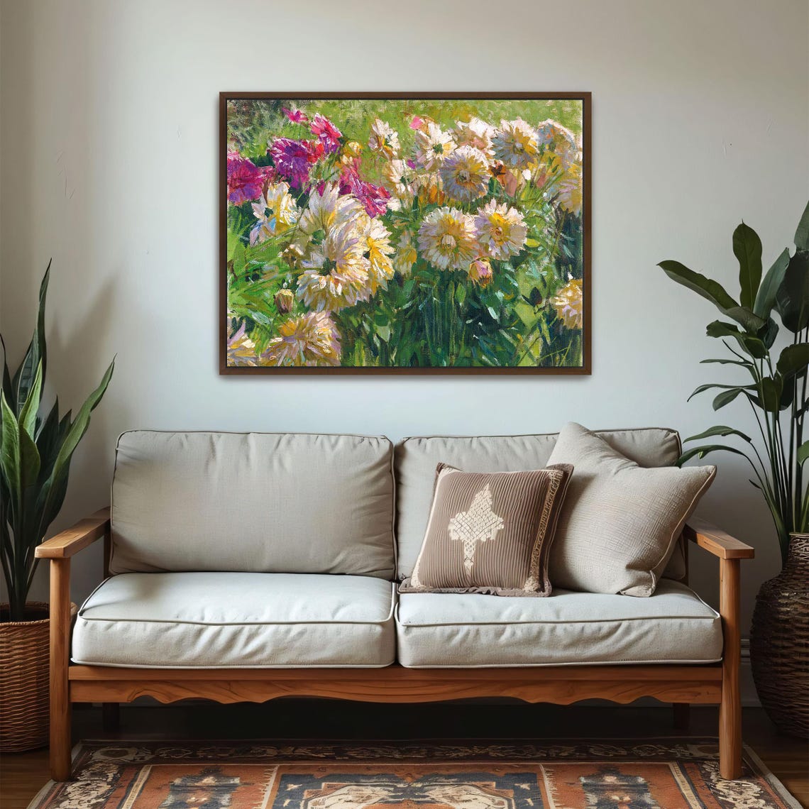 Colorful Dahlias in Bloom Impressionist Flower Garden Art Poster - Image 2