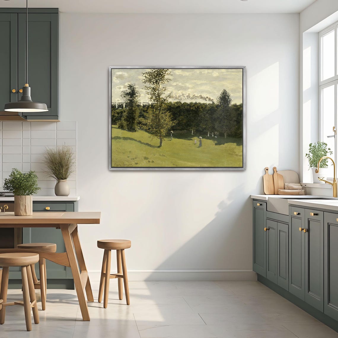 Claude Monet Train Crossing A Green Countryside Landscape Poster - Image 2