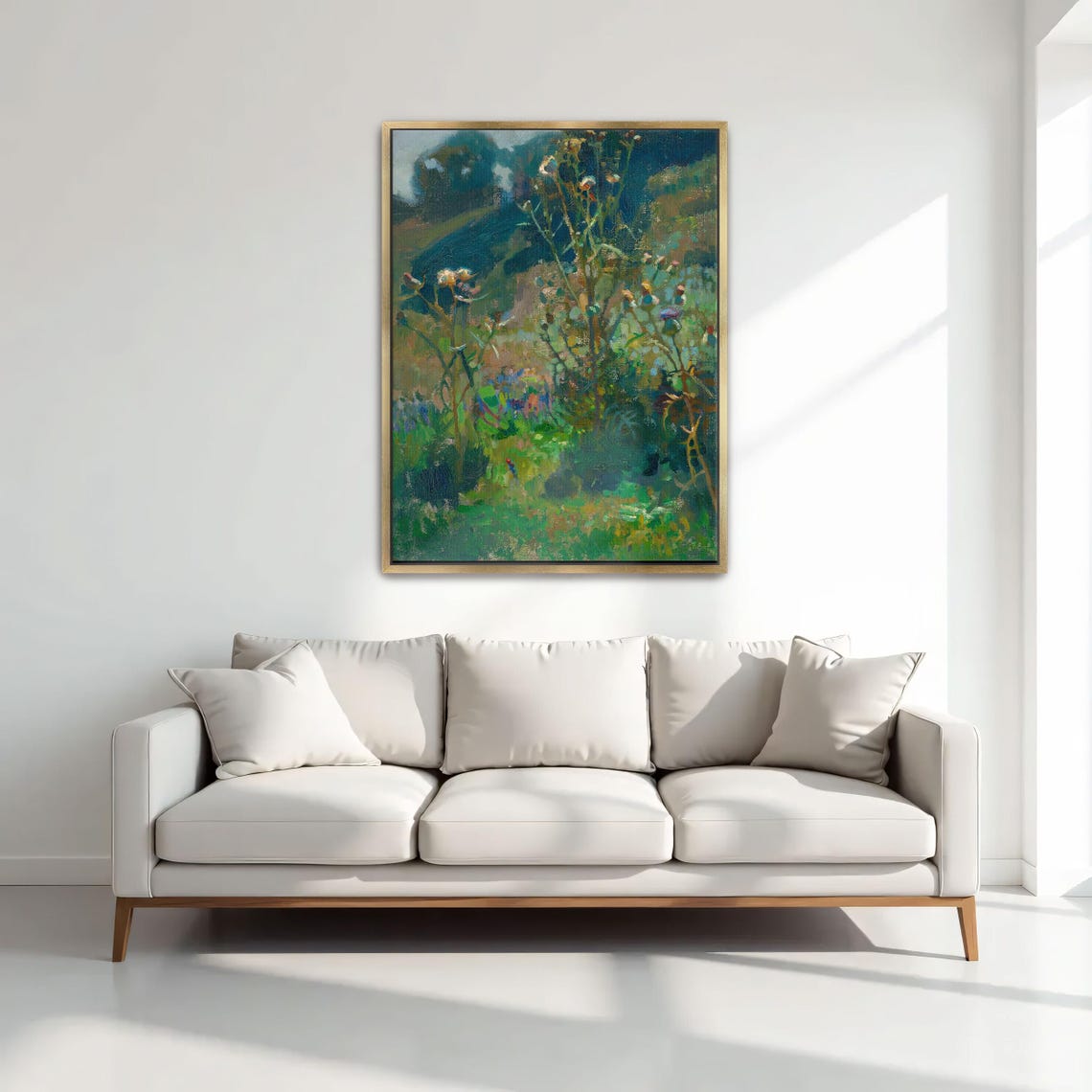 Thistles in a Green Summer Field Impressionist Wildflower Poster