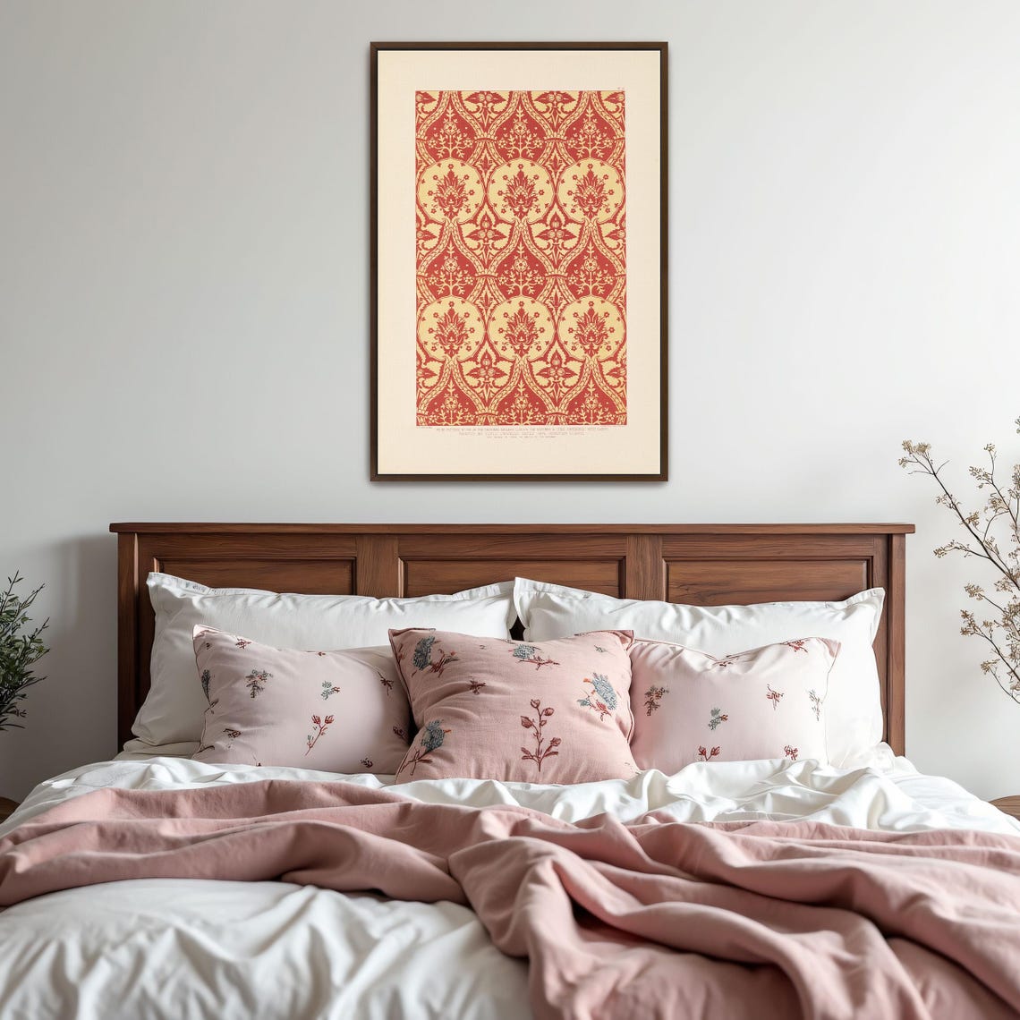 Red and Yellow Medallion Floral Pattern Vintage Ornamental Poster - Image 5