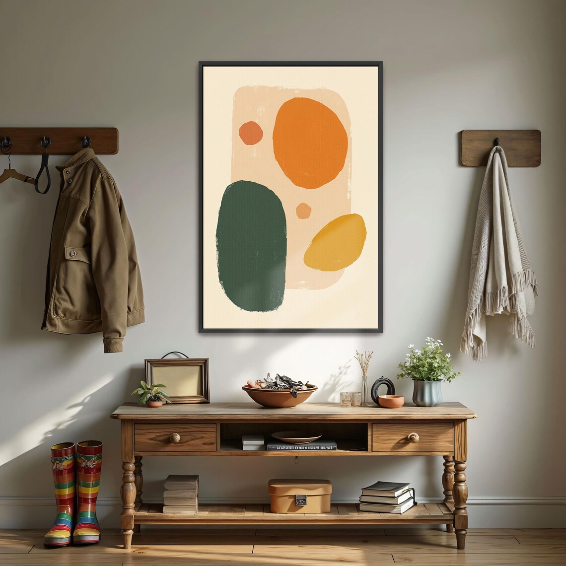 Abstract Shapes in Warm Earth Tones Mid Century Style Poster - Image 3